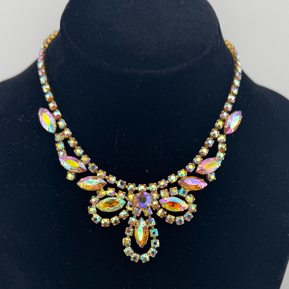 Vintage Elegant Multicolor Aurora Borealis Crystal Necklace and‎ Earring Set - Picture 6 of 9